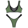 Scoop Neck Sleeveless Mesh Spliced Color Blocking Padded Women Bikini Set