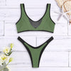 Scoop Neck Sleeveless Mesh Spliced Color Blocking Padded Women Bikini Set