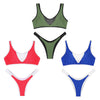 Scoop Neck Sleeveless Mesh Spliced Color Blocking Padded Women Bikini Set