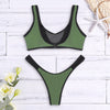 Scoop Neck Sleeveless Mesh Spliced Color Blocking Padded Women Bikini Set