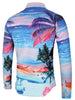 Sea Beach Scenery Print Cover Button Shirt