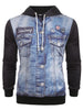 3D Denim Vest Printed Long Sleeve Casual Hoodie