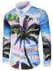 Sea Beach Scenery Coconut Palm Print Casual Shirt