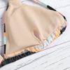 Sexy Shoulder Strap Colorful Striped Backless Tied Padded Women Bikini Set