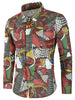 Long Sleeves Cover Button Graphic Shirt