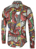 Long Sleeves Cover Button Graphic Shirt