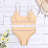 Padded See-through Women Bikini Set Mid Waist Swimsuit