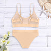 Padded See-through Women Bikini Set Mid Waist Swimsuit