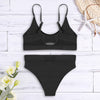 Padded See-through Women Bikini Set Mid Waist Swimsuit
