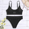 Padded See-through Women Bikini Set Mid Waist Swimsuit