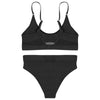 Padded See-through Women Bikini Set Mid Waist Swimsuit
