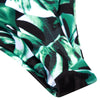 Sexy Plunge Neck Padded Leaf Print Knotted Beachwear Low Waist Women Bikini Set