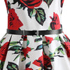 Vintage Belted Sleeveless Floral Print Dress