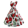 Vintage Belted Sleeveless Floral Print Dress