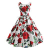 Vintage Belted Sleeveless Floral Print Dress