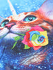 Cat Flower Galaxy Print Kangaroo Pocket Hoodie