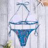 Printing Lace Up Bikini Set Sexy Women Padded Swimwear Bandage Bathing Suit