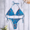 Printing Lace Up Bikini Set Sexy Women Padded Swimwear Bandage Bathing Suit