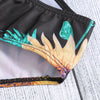Plus Size Shoulder Strap Floral Print Padded Tied Racer Back Mid Waist Women Bikini Set