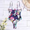 Spaghetti Strap Padded Cut Out Tied Bowknot Print Women Swimsuit