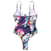 Spaghetti Strap Padded Cut Out Tied Bowknot Print Women Swimsuit