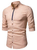 Contrast Placket Roll Up Long Sleeve Shirt
