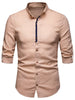 Contrast Placket Roll Up Long Sleeve Shirt