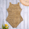 Sexy Plunge Neck Sleeveless Leopard Print Hollow Out Knotted Plus Size Women Swimsuit