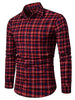 Contrast Tartan Print Casual Long Sleeve Shirt