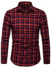 Contrast Tartan Print Casual Long Sleeve Shirt