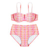 Sexy Spaghetti Strap Colorful Stripe Print Underwire Padded Bandeau High Waist Women Bikini Set