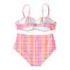 Sexy Spaghetti Strap Colorful Stripe Print Underwire Padded Bandeau High Waist Women Bikini Set
