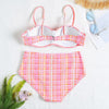 Sexy Spaghetti Strap Colorful Stripe Print Underwire Padded Bandeau High Waist Women Bikini Set