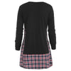 Long Sleeve Checked Panel Top