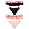 Off The Shoulder Flounce Padded Decorative Flowers Low Waist Two-piece Women Bikini Set