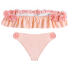 Off The Shoulder Flounce Padded Decorative Flowers Low Waist Two-piece Women Bikini Set