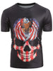 American Flag Skull Printed Short Sleeve T-shirt