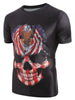 American Flag Skull Printed Short Sleeve T-shirt