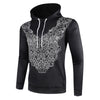 Geometric Pattern Pullover Drawstring Hoodie