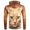 3D Cat Print Pullover Drawstring Hoodie