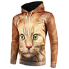 3D Cat Print Pullover Drawstring Hoodie