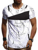 Short Sleeves Lines Panel Casual T Shirt