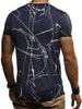 Short Sleeves Lines Panel Casual T Shirt