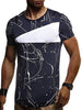 Short Sleeves Lines Panel Casual T Shirt