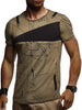 Short Sleeves Lines Panel Casual T Shirt
