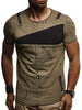 Short Sleeves Lines Panel Casual T Shirt