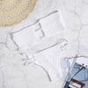 Strapless Backless Solid Color Low Waist Shirring Strappy Swimsuit Women Bikini Set