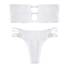 Strapless Backless Solid Color Low Waist Shirring Strappy Swimsuit Women Bikini Set