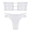 Strapless Backless Solid Color Low Waist Shirring Strappy Swimsuit Women Bikini Set