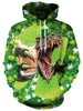 3D Clover Dinosaur Printed Pullover Hoodie
